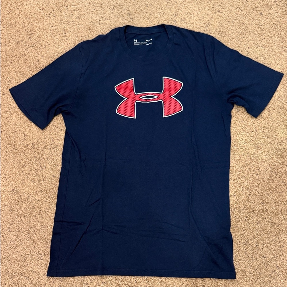 Under Armour Dark Blue Tee with Red Emblem